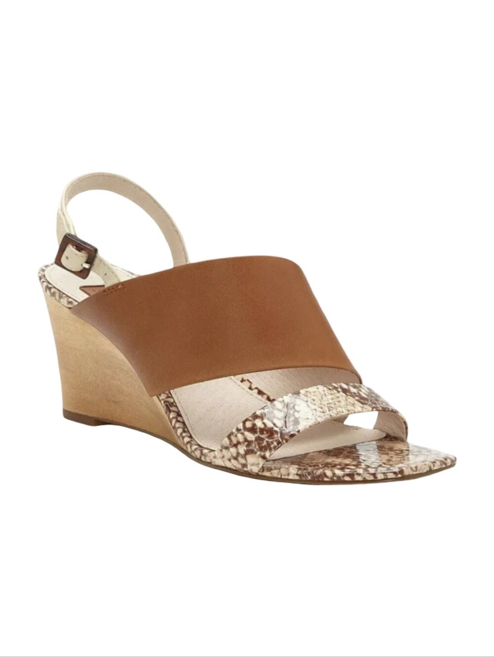 Louise et Cie Quarza Snake Print Leather Wedge Sandals wooden Heels Size 11 New